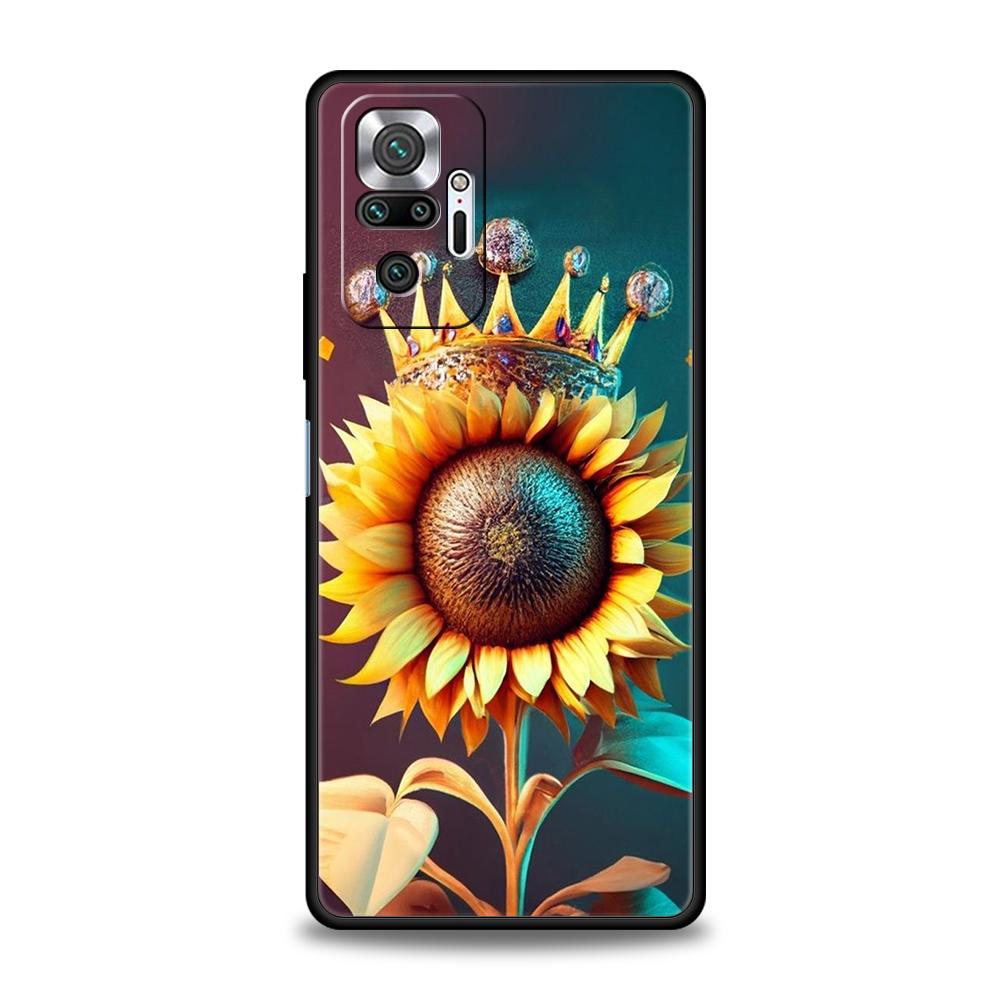 Чехол для телефона с подсолнухом для Redmi 13C 10C Note 13 12 10 11 Pro Plus 7 8T K40 K50 Gaming Pro Plus 5G Мягкий ТПУ Корпус Capas Сумки