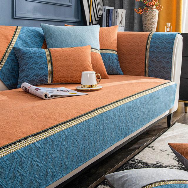 Лоскутные чехлы для диванов класса люкс для гостиной, 3-местный, шенилловый, текстурированный, чехол для дивана, нескользящий, подлокотник, чехол для двухместного дивана, L-образный