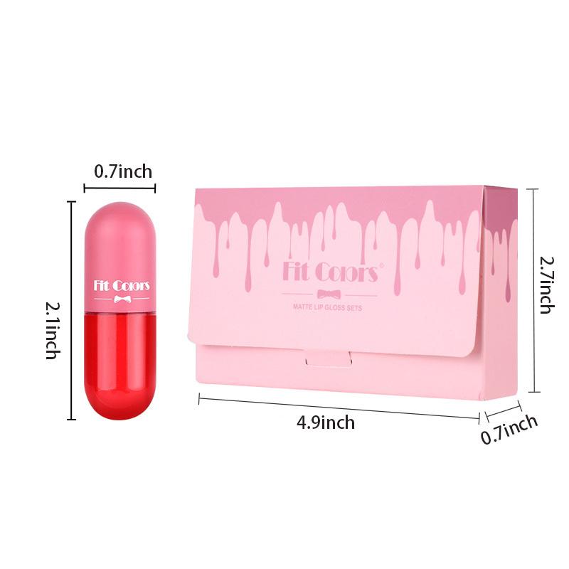 Новый мини-капсульный блеск для губ, 5 наборов цветов, бархатная матовая антипригарная чашка, цветная жидкая помада