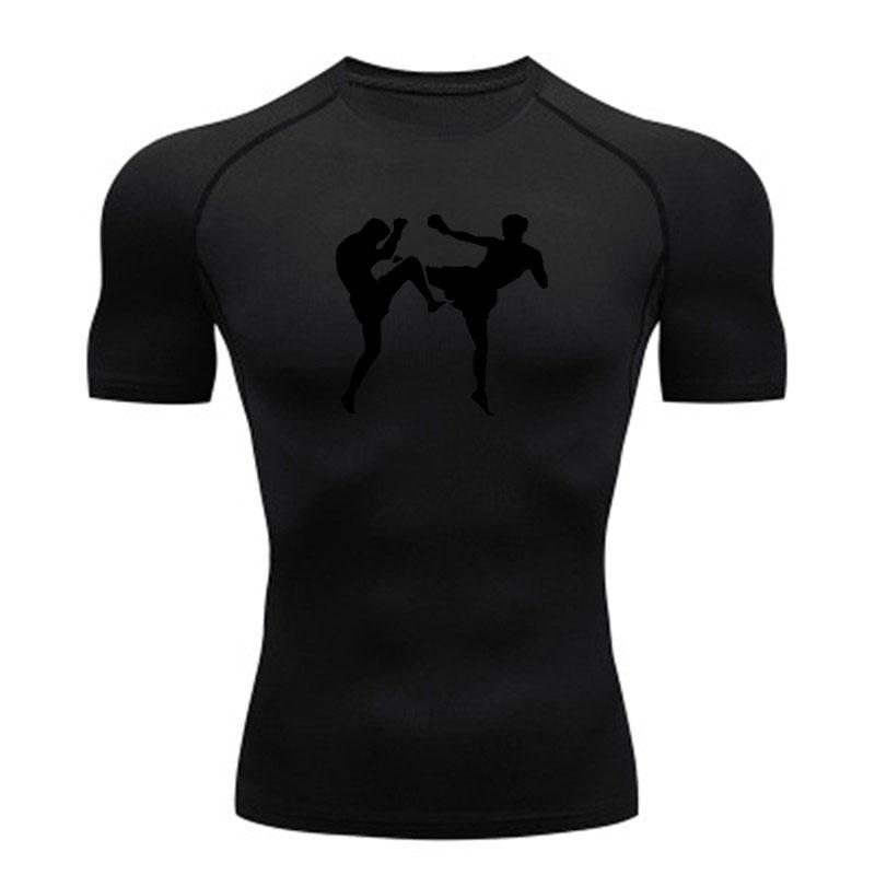 Men's Compression Quick Dry Athletic T-Shirt, Muay Thai Kick
