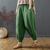 Свободные брюки-харлан из хлопка и льна, женские летние брюки Nine Points Artistic Casual Match All Cotton Linen Trousers