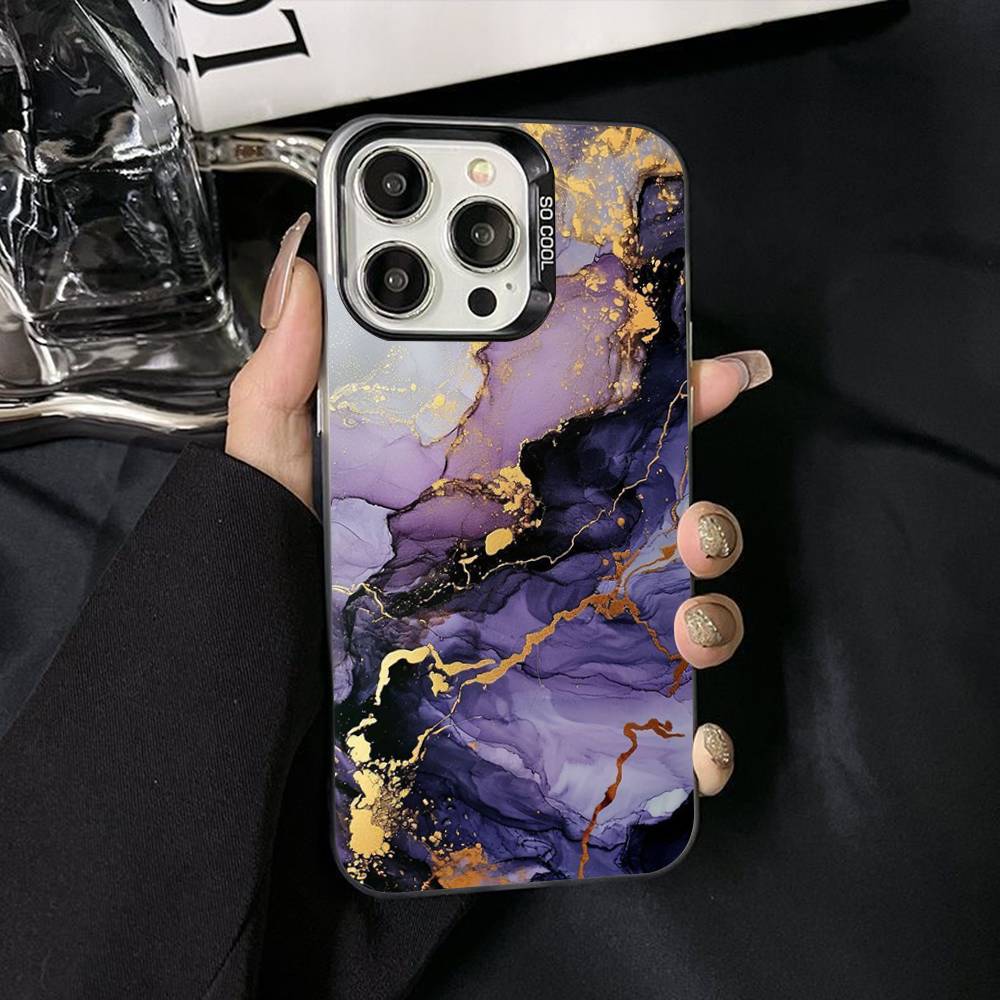 Акварельный Мраморный Посеребренный Внутри Чехол Для Телефона Для iPhone 17 16 15 14 11 12 13 Pro Max Plus X XR XS Max Цветной