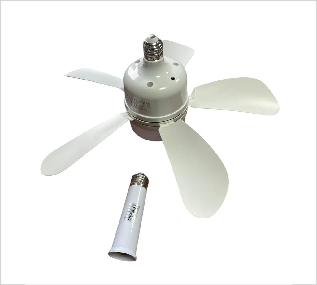 Потолочный вентилятор-светильник с лампочным цоколем E27, адаптером 120мм, потолочным патроном Е27 и пультом
