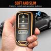Key Fob Cover Keychain Accessories for Honda for 2016 15 14 13 Accord CR-V Civic Ridgeline 4 Buttons, TPU Case(Black)