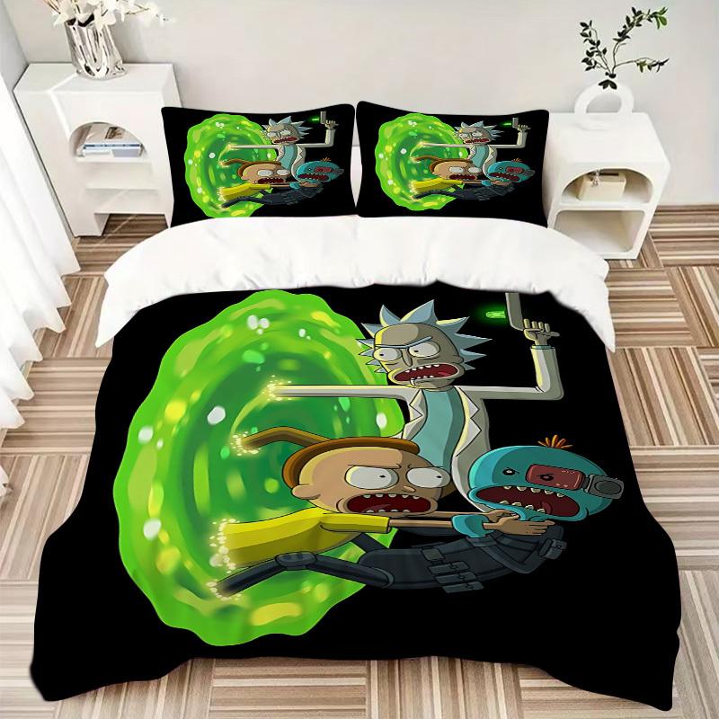 3pcs Rick and Morty Duvet Cover Set, 1 Duvet Cover + 2 Pillowcases (No Insert), High-Definition Print for All Seasons,Durable yy251103006