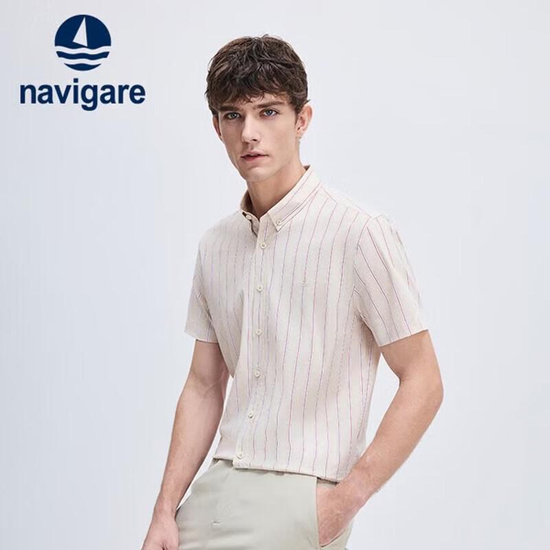 Navigare Мужская полосатая рубашка с коротким рукавом