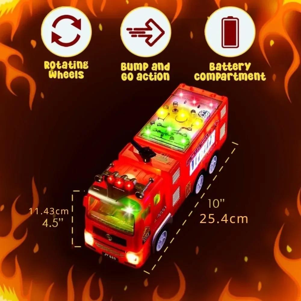 Fire Truck Toy for Boys Girls Kids with Sound & Light Toddlers Fire Engine Push Toy Car Real Firetruck Siren Sound Birthday Gift