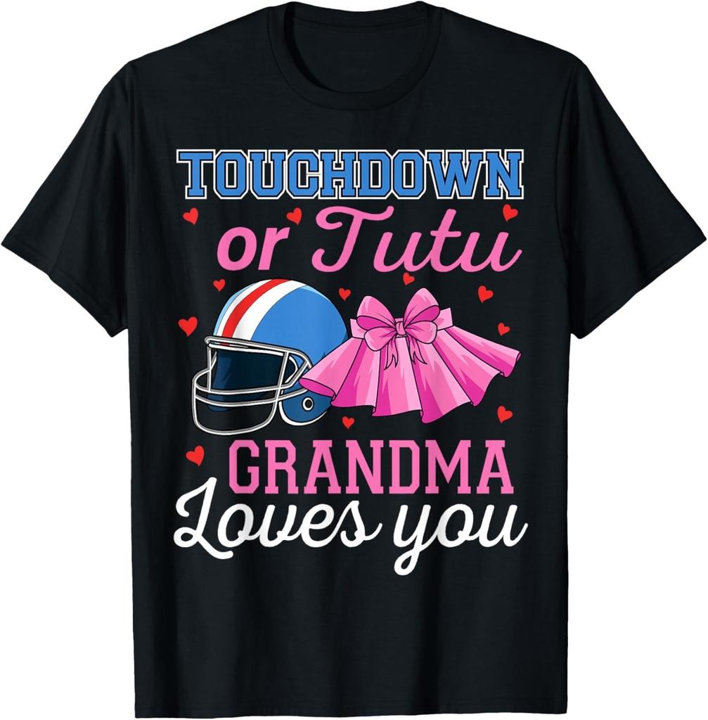Touchdown or Tutu Grandma Loves You Football Gender Reveal Gift Unisex T-Shirt