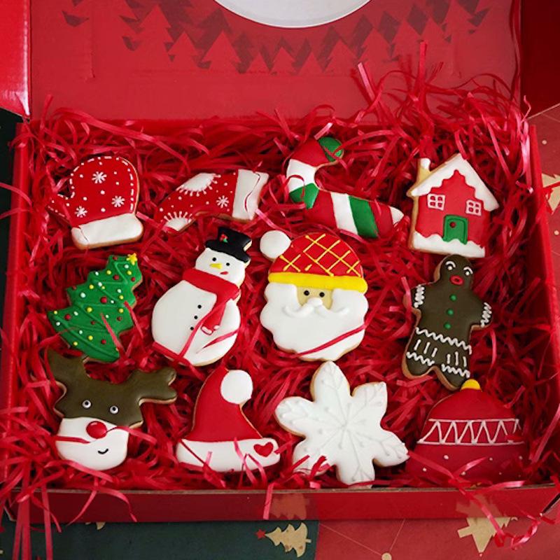 12pcs Christmas Cookie Cutters, Stainless Steel Pastry Cutters, Biscuit Molds, Baking Tools, Kitchen Gadgets, Kitchen Accessorie