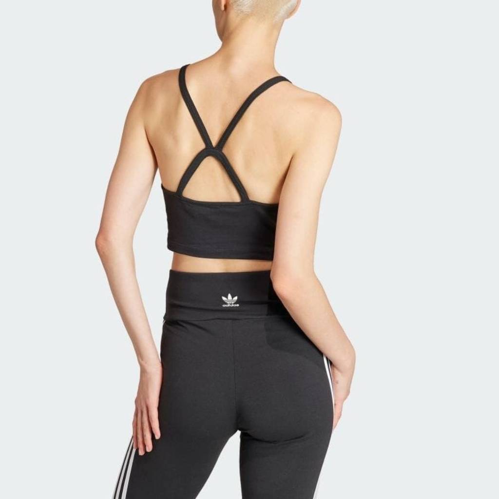 adidas Оригинальный Логотип Три Полоски Короткий Спортивный Топ Повседневный Атлетический Женский Черный IU2405