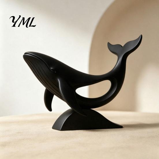 Niche Living Room Accents Minimalist Hollow Whale Figurine, 3D Printed Matte Animal Sculpture for Modern Home Decor Office Desk Decor, Statues