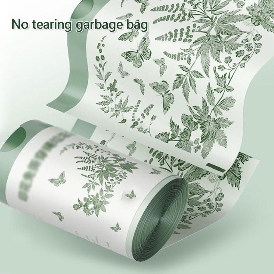 1 roll, 32 pieces, thick mugwort fragrance garbage bag, tear free drawstring, automatic closure, hand-held garbage bag