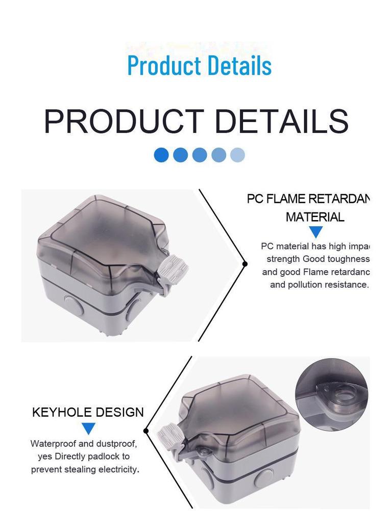 Наружная водонепроницаемая розетка с защитой от брызг, класс защиты IP66, американская, японская, на 3 отверстия, с выключателем
