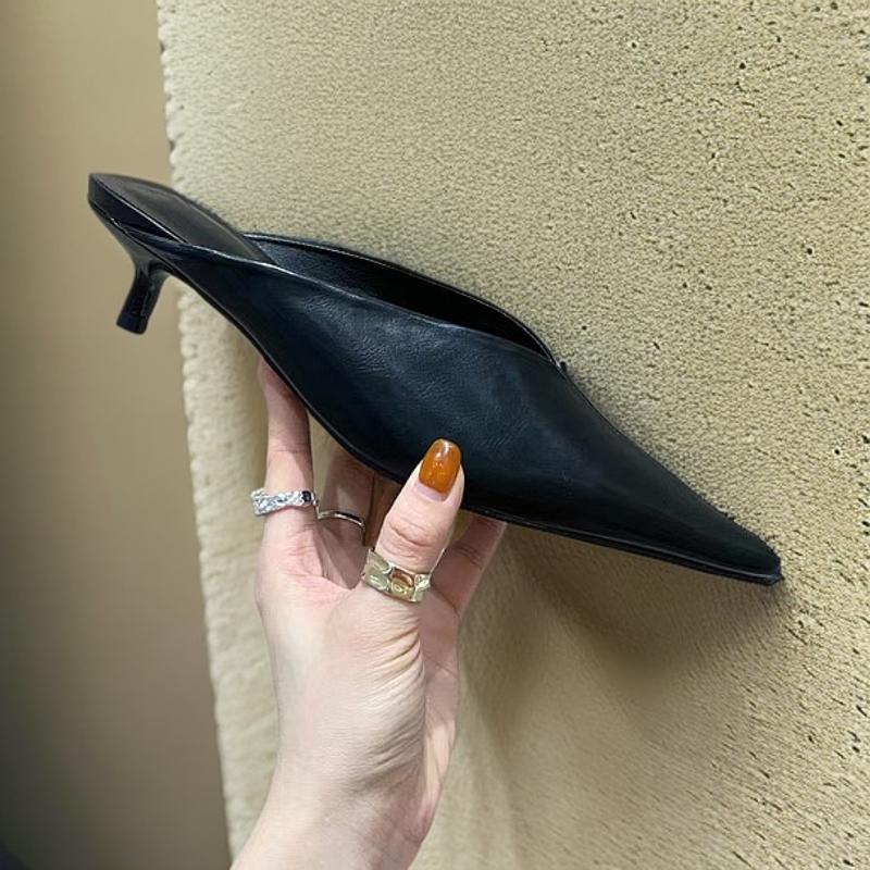 Мода Новый Стиль Дизайнер Ретро Бренд Женские Мюли Обувь Мода Острый Носок Мелкие Шлепанцы Обувь Тонкий Низкий Каблук Платье Сандалии