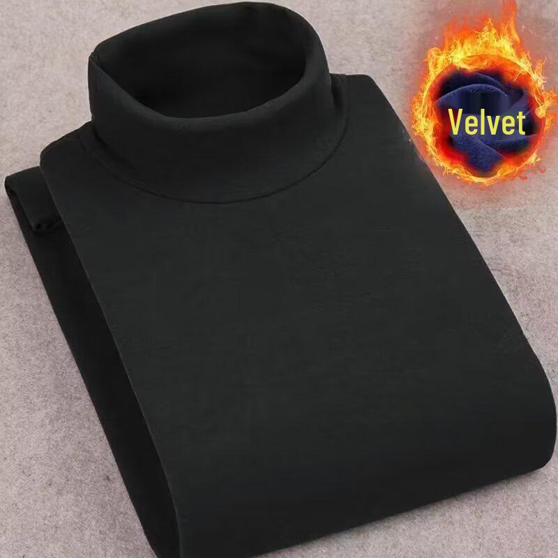 Мужская двухсторонняя полуводолазка с длинным рукавом из немецкого бархата - теплая осень/зима, плюс бархат, большой размер, базовый слой