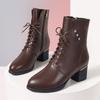 Осень и зима новая толстый каблук средний каблук ботинки Мартин женские британский стиль мода большой размер боковая молния средняя голень женские ботинки