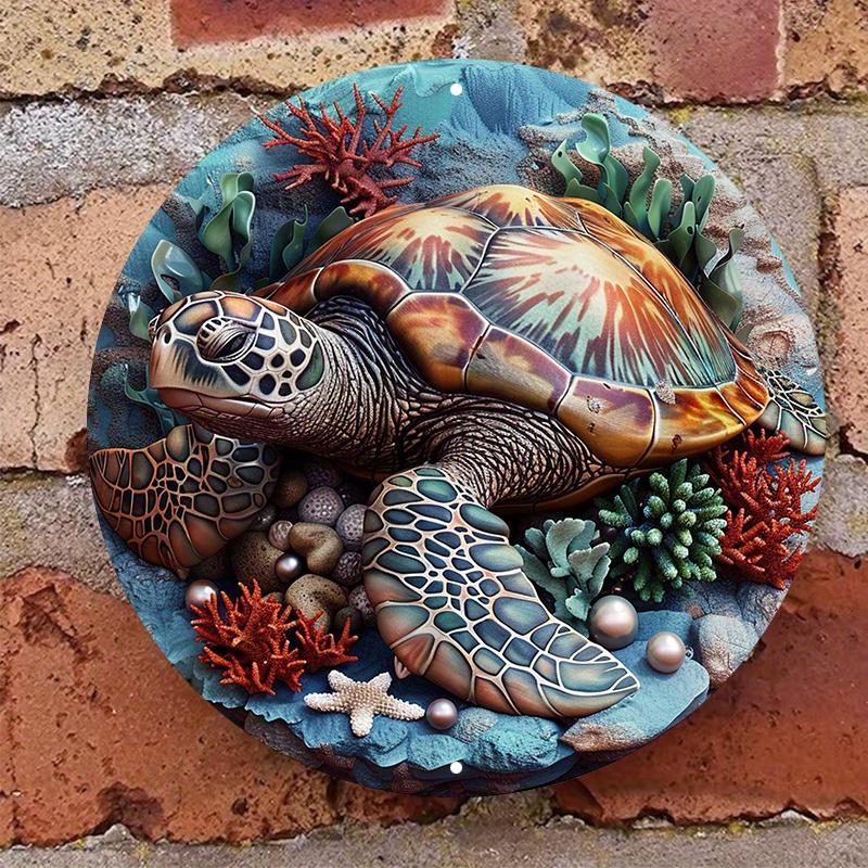 Декор для стен из дерева с изображением морской черепахи, круглый деревянный знак, устойчивая к погодным условиям дверная вешалка, HD-принт с изображением морской жизни для настенного декора входной двери церкви, идеальный вариант
