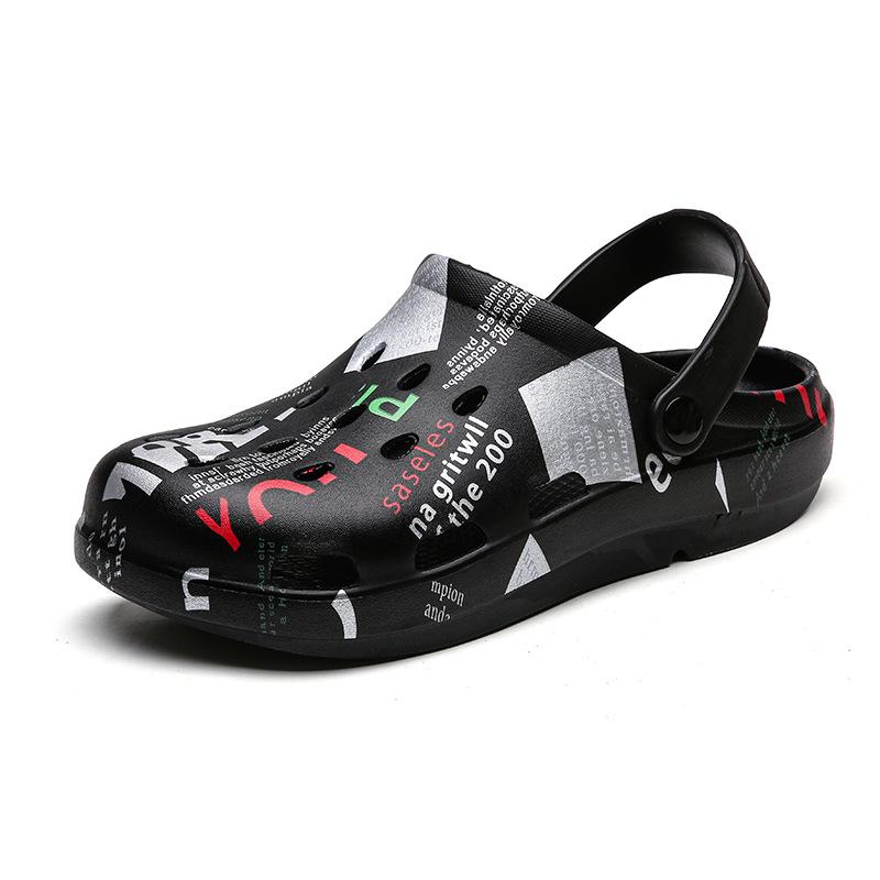 Тапочки мужские летние сандалии для улицы обувь с дырками сумка голова полуперетаскивание повседневная спортивная трендовая нескользящая пляжная обувь