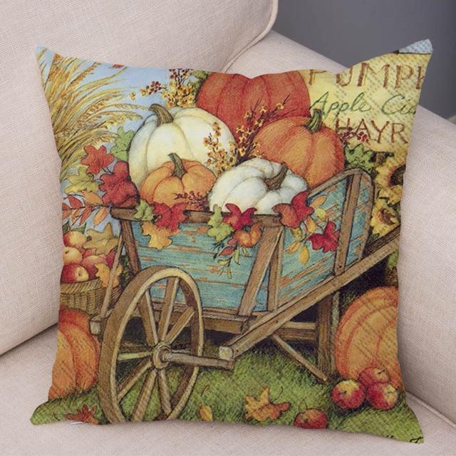Color Watercolor Pumpkin Pillowcase Super Soft Polyester Decorative Plant Cactus Cushion Cover Suitable for Car Sofa Pillowcase