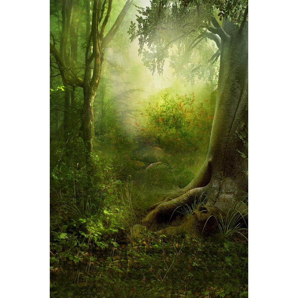 Spring Natural Scenery Forest Photography Backdrop Tropical Jungle Green Forest Tree Adventure Baby Portrait Photo Background