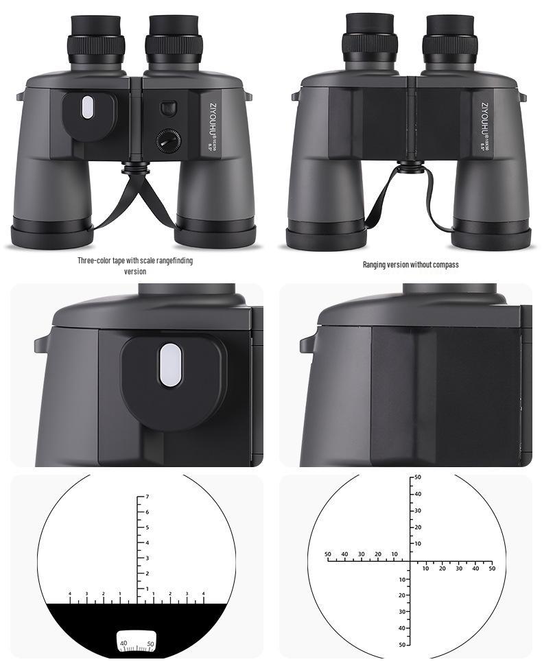 Бесплатный Морской Бинокль Tiger Jimu 10x50 HD Водонепроницаемый с Компасным Дальномером и Линзами BAK4