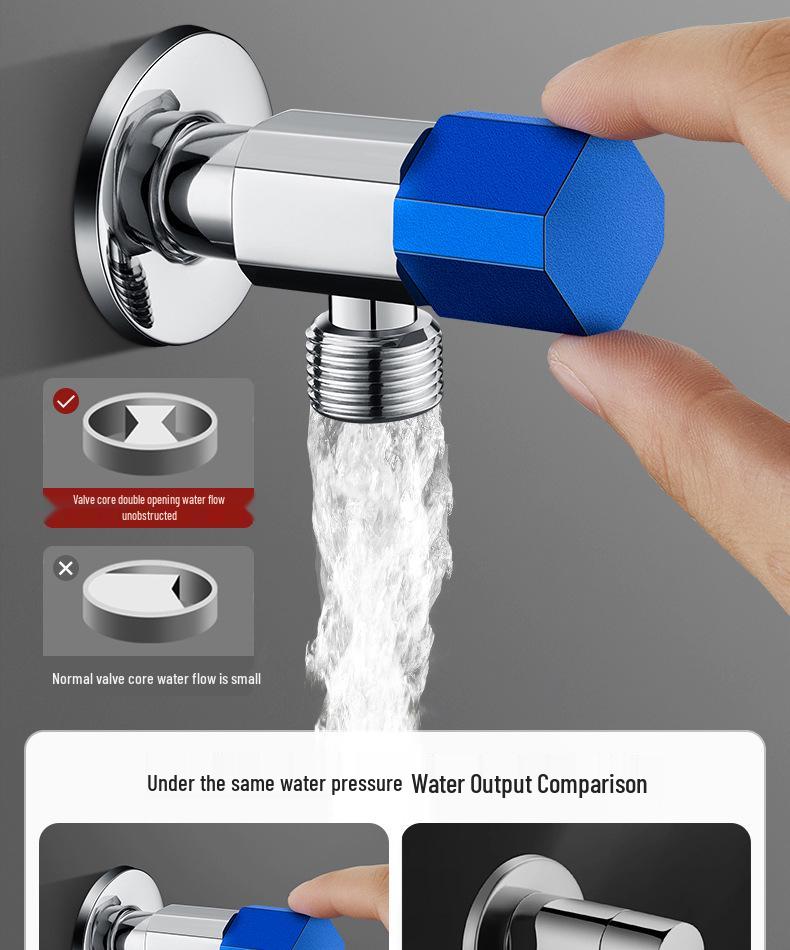 All-Copper Quick-Open Universal Angle Valve for Kitchen and Toilet (4-Point, Cold and Hot)