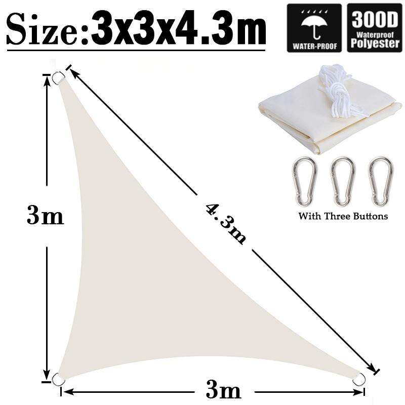 Milky 300D Polyester Waterproof Sun Shade Fabric Sun Shelter Tent Outdoor Triangle Rectangle Awning Garden Terrace Sun Canopy