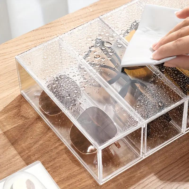 Sunglass Storage Box, Acrylic Eyeglass Organizer, Makeup Storage Drawer Tray, 4-Layer Visual Sunglasses Case Home Office Using