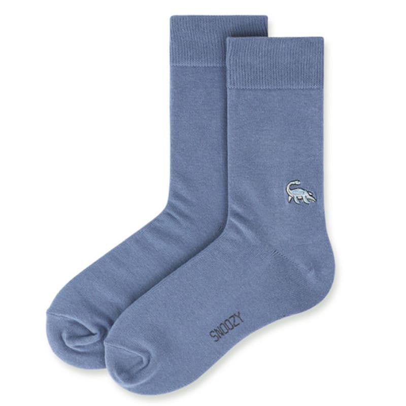SNOOZY Sea Dinosaur Embroidered Socks (Cornflower Blue)