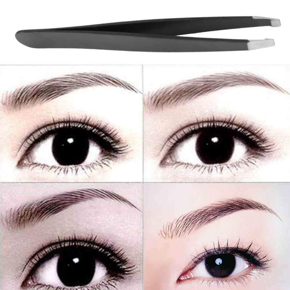 Stainless Steel Eyebrow Trimming Tweezers Practical Eyelash Tweezer Security Non-slip Elastic Sharp  Plucking Beauty Tool