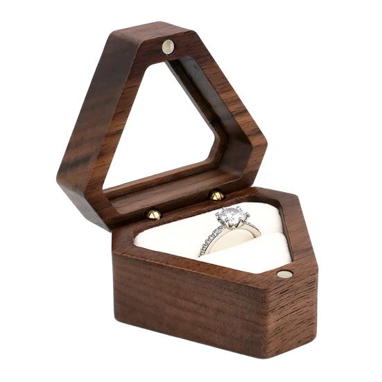Шкатулка для хранения ювелирных изделий, отделка из бархатной пены, треугольная форма, деревенское хранение, одно отделение, деревянная шкатулка для колец, аксессуар для помолвки