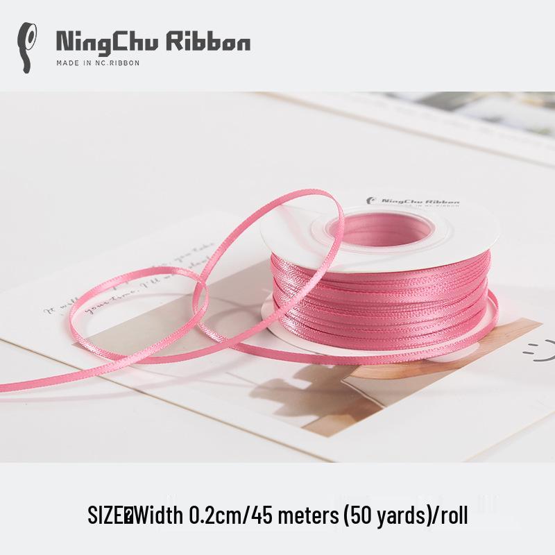 Двусторонняя атласная лента 2 мм для закладки, свадебных бантов и подарочной упаковки