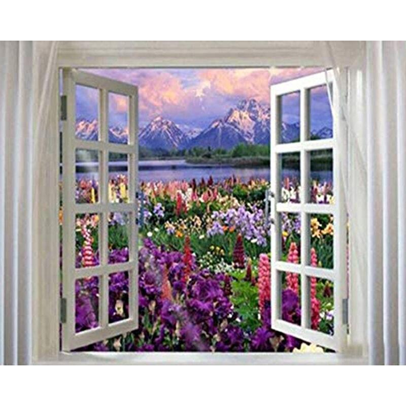 5D полная дрель круглая алмазная живопись окно морской пейзаж вышивка распродажа мозаика со стразами настенное искусство 40x50 см