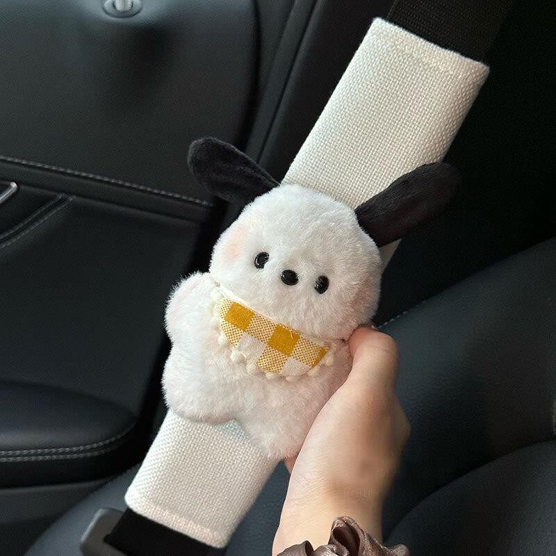 Japan Jzacyd Little Poodle Dog Car Seatbelt Shoulder Pad Cute Car Interior Accessories for Girls New Car Gift