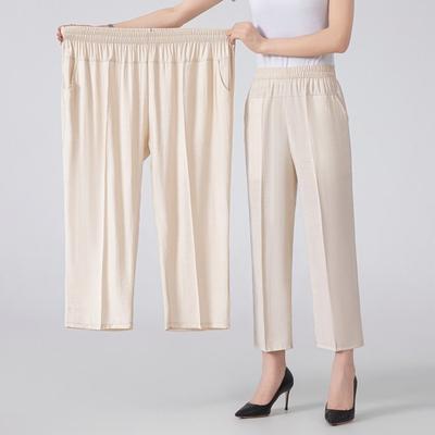 Укороченные брюки из хлопка, свободные брюки больших размеров, новая модная женская одежда с высокой эластичностью, однотонные уличные дорожные брюки