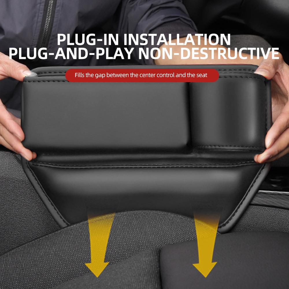 Ящик для хранения в щелях автомобильного сиденья, сумка-держатель для стакана с водой, кожаный универсальный органайзер для заполнения щелей переднего водительского сиденья автомобиля в автомобиле