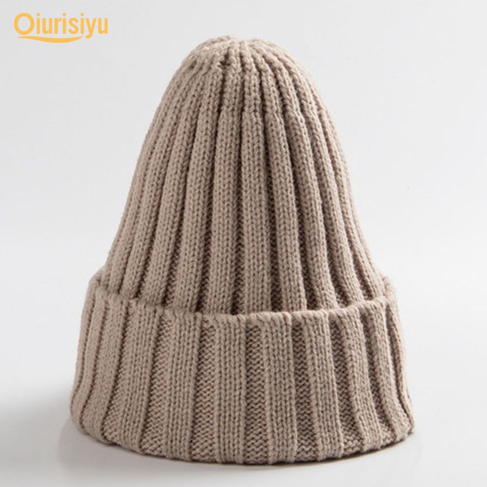 Унисекс однотонная теплая вязаная шапка в стиле хип-хоп