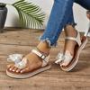 Fashion 2024 Hot Sale Shoes Female Open Toe Women's Sandals Summer Rhinestones Bow Tie Buckle Solid Flat Casual Beach Large Size Sandals