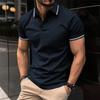 Summer Fashion T-shirt Men's Button Ribbed Collar Sports Polo Shirt Top