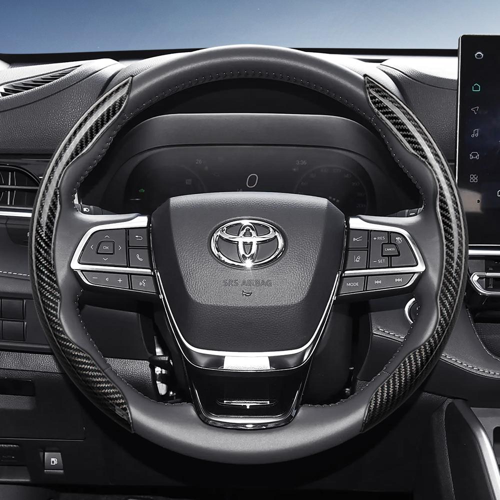 Suitable for Toyota Carbon Fiber Texture Steering Wheel Cover with Segmented Quick-Release Design, Durable, for Rav4 Hilux Camry, Yaris Corolla Cross