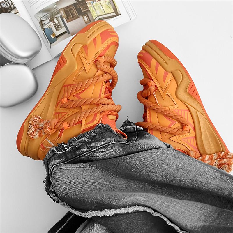 Модные тенденции дизайнерские оранжевые туфли для мужчин 2024 года модные мужские повседневные кроссовки уличная обувь для скейтбординга на платформе мужская обувь для хип-хопа