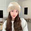 Шапка женская новая большая окружность головы вязаная шерстяная шапка зимняя теплая защита ушей плюшевая пуловерная шапка