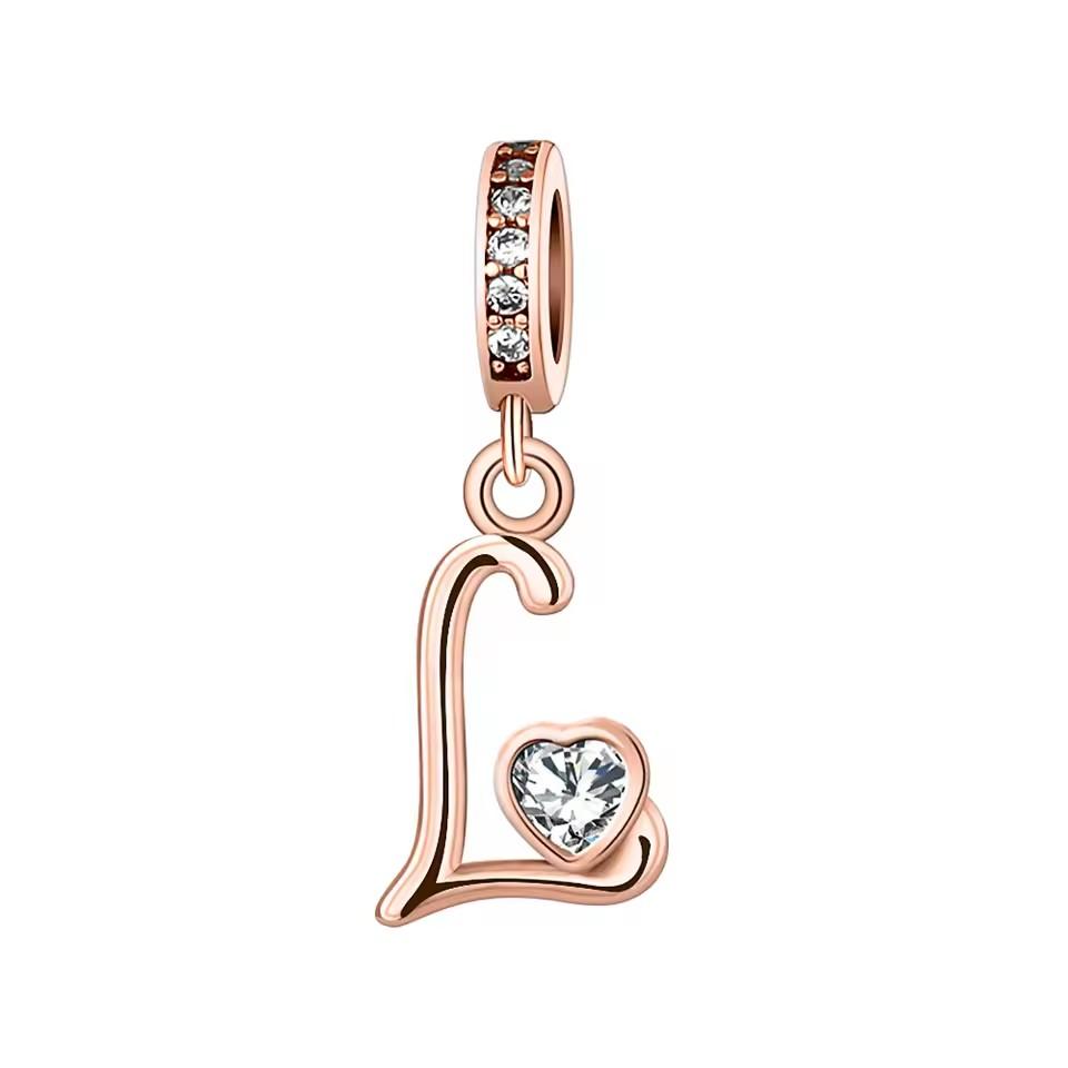 Новый медный с покрытием Rose Gold, Light Gold, двухцветный, с 26 английскими буквами, подвеска-шарм, совместим с браслетами, ожерельями, для самостоятельного изготовления украшений