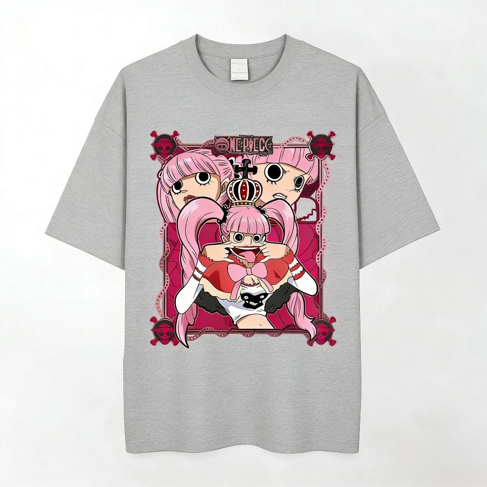 One Piece Perona Unisex Loose Tshirt 2026 Summer New Popular Anime Print American Trend Casual Parentchild Short Sleeved Top