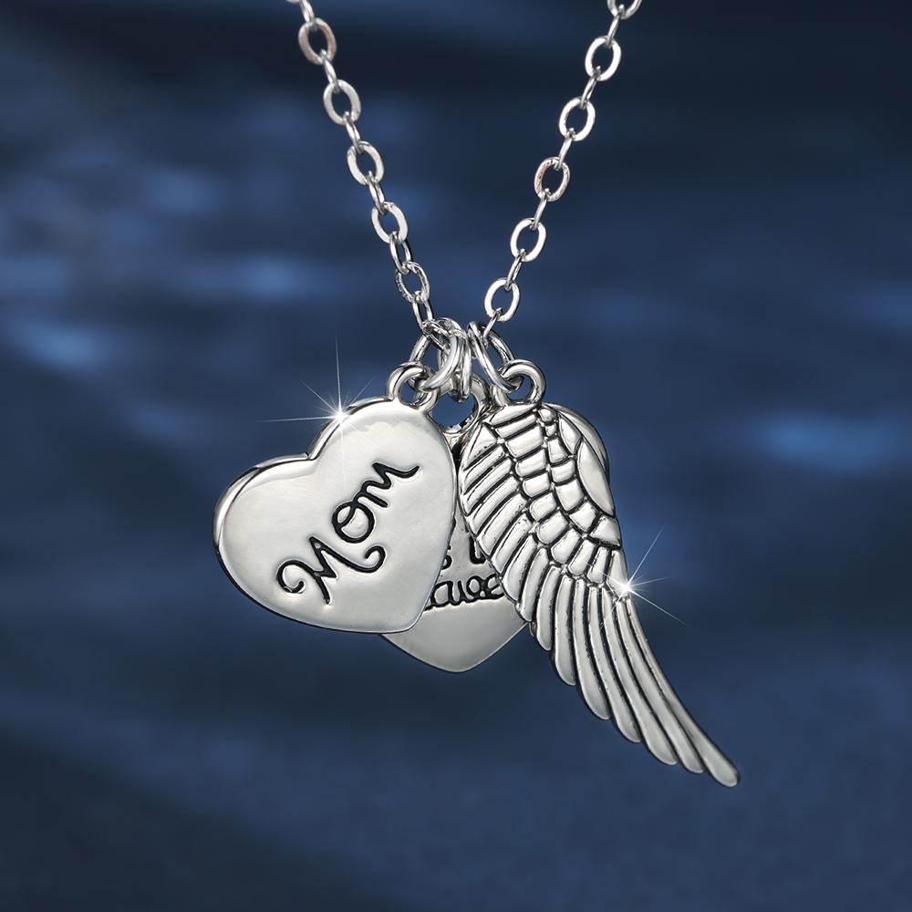 Ожерелье в виде сердца с крыльями ангела в память о потере матери, мамы, частичка моего сердца на небесах, подарок страсти