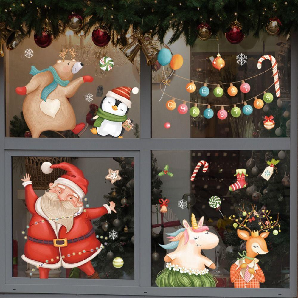 Removable Santa Claus Decal DIY Snowflake Wall Stickers  Shopping Mall