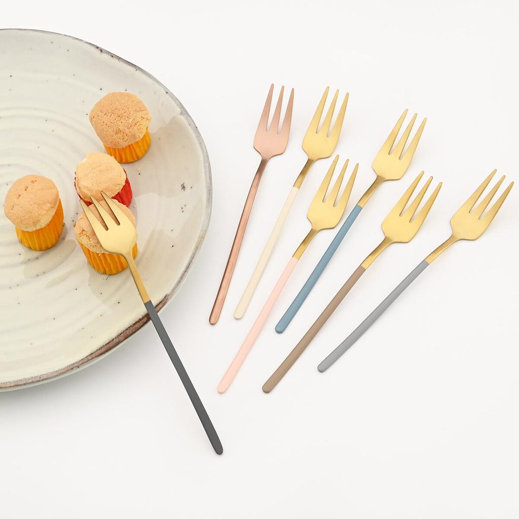Горячая 1 шт. красочная маленькая вилка из нержавеющей стали 304, вилка для торта, вилка для чая, закусок, столовые приборы, столовые приборы, десертная вилка для фруктов, столовое серебро