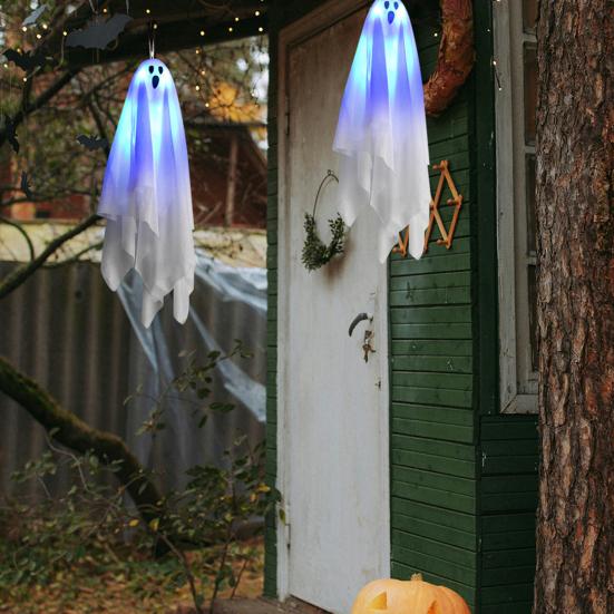Хэллоуин Подвесное Украшение Призрак Динамичный Ужасающий Эффект Легко Устанавливается Светящийся Подвесной Призрак Внутреннее Наружное Украшение