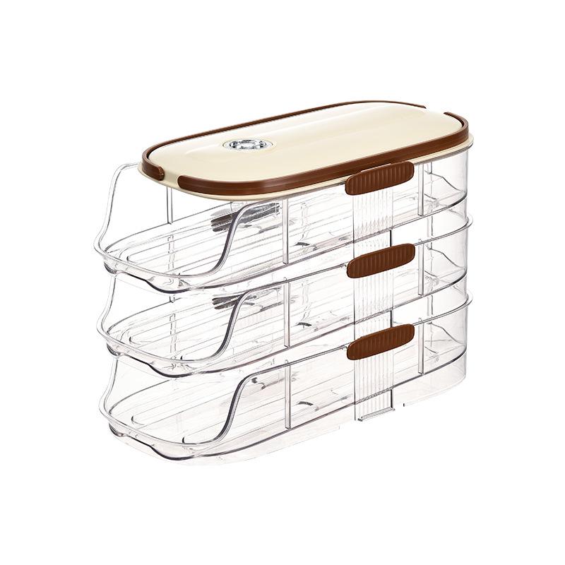 Cross-Border Exclusive Multi-Layer Egg Storage Box, Food-Grade Portable Fridge Door Rack with Auto Rolling Feature