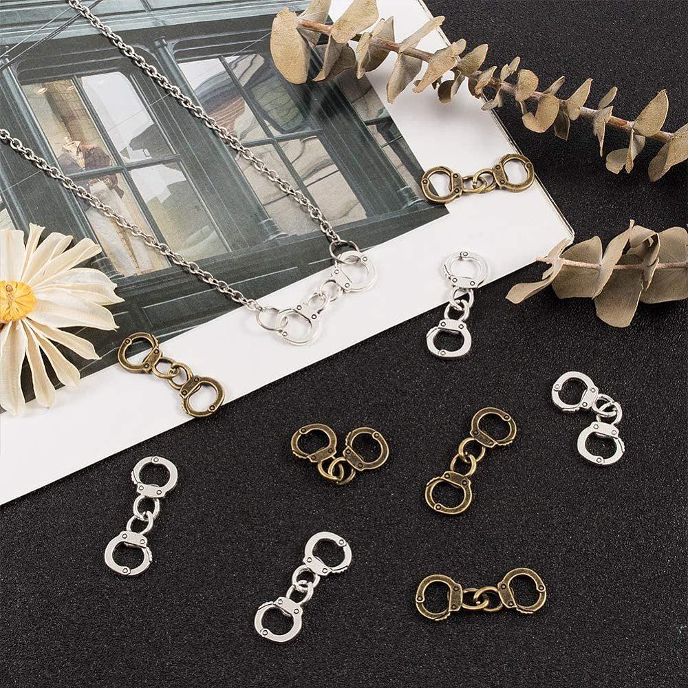 Tibetan Style Alloy Links Handcuff Antique Bronze & Antique Silver 30.5x11.5x1.5mm Hole: 5x7mm 50pcs/box